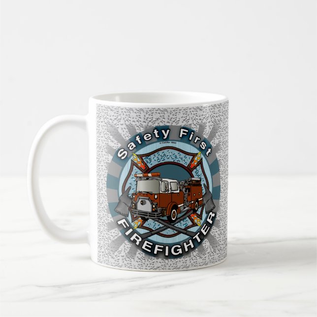 Safety First Firetruck Firefighter mug (Left)