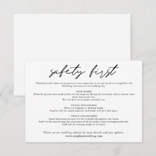 Safety First Simple Black White COVID safety Enclosure Card