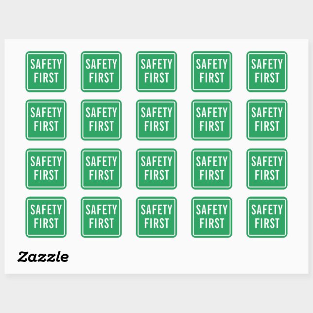 Safety First Square Stickers for Workplace Signs (Sheet)