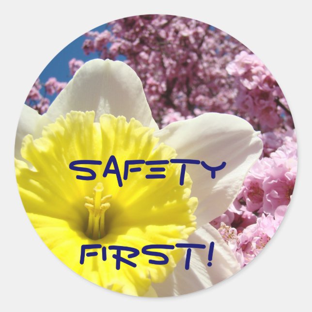 Safety First! stickers Bright Colourful Flowers (Front)