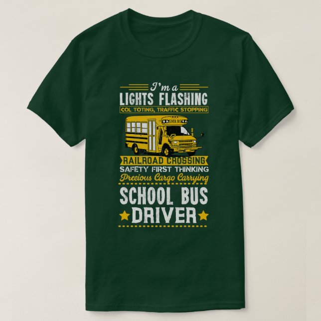 Safety First Thinking School Bus Driver T-Shirt (Design Front)