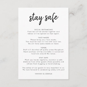 Safety Measures   Covid-19 Modern Script Wedding Enclosure Card