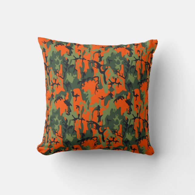 Safety Orange and Green Camo Cushion (Front)