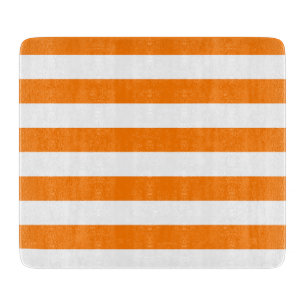 Safety Orange and White Stripes Cutting Board