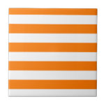 Safety Orange and White Stripes Tile<br><div class="desc">Safety Orange and White Stripes</div>
