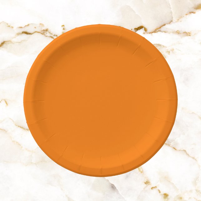 Safety Orange Solid Colour Paper Plate (Creator Uploaded)