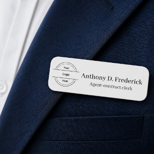 Safety Pin or Magnetic Company Logo Employee Name  Tag