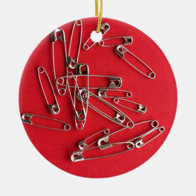 Safety-pins Ceramic Tree Decoration (Front)