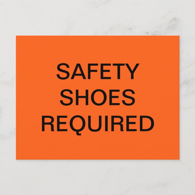 SAFETY SHOES REQUIRED SAFETY ORANGE POSTER POSTCARD (Front)