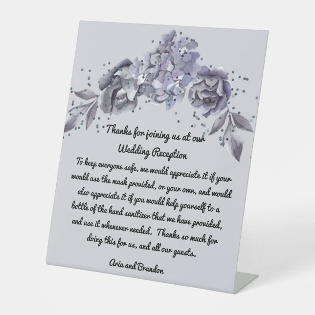 Safety Wedding Sign for Masks & Sanitizers  (Front)