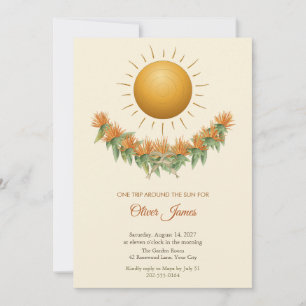 Safflower Sun Boho First Birthday Invitation