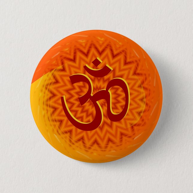 Saffrom Yellow Om 6 Cm Round Badge (Front)