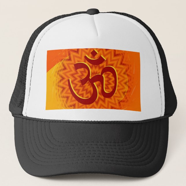 Saffrom Yellow Om Trucker Hat (Front)