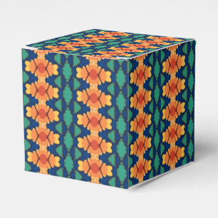 Saffron Bloom Floral Navy Orange and Green Favour Box