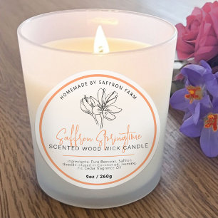 Saffron candle ingredients hand drawn logo classic round sticker