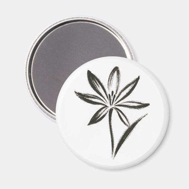 Saffron Flower – Ink Brush Crocus Bloom on  Magnet (Front/Back)