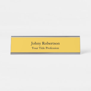 Saffron Golden Yellow Plain Elegant Professional Desk Name Plate
