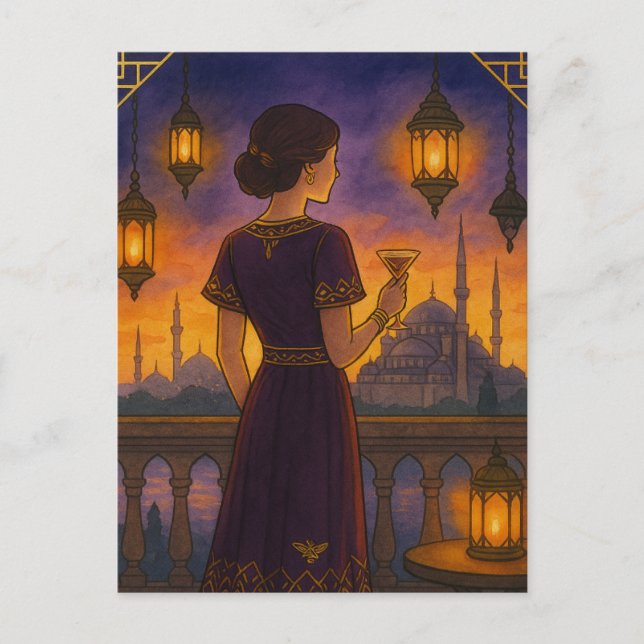 Saffron Skies, Sapphire Nights Postcard (Front)