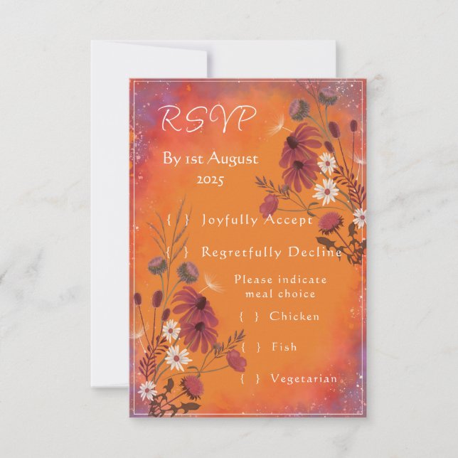 Saffron Sky Wildflower - RSVP card vertical (Front)