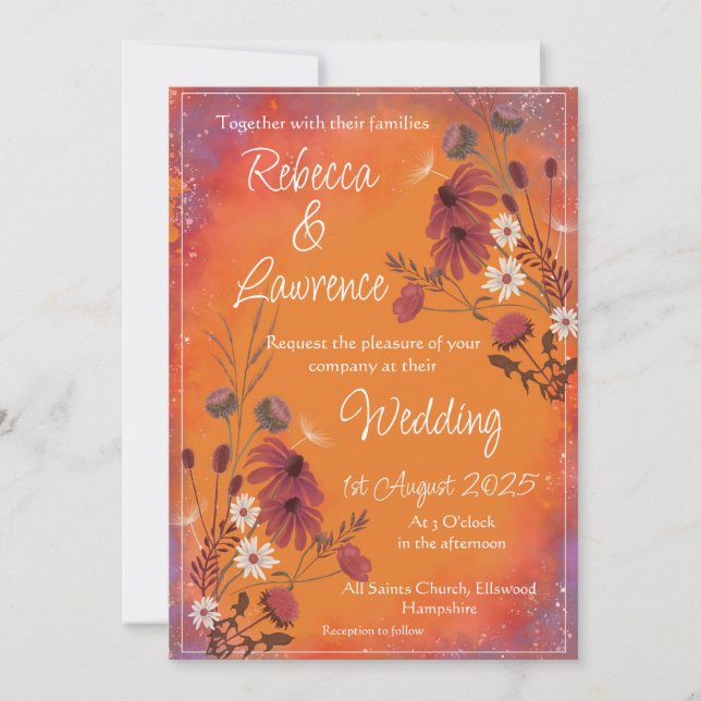Saffron Sky Wildflowers Invitation (Front)