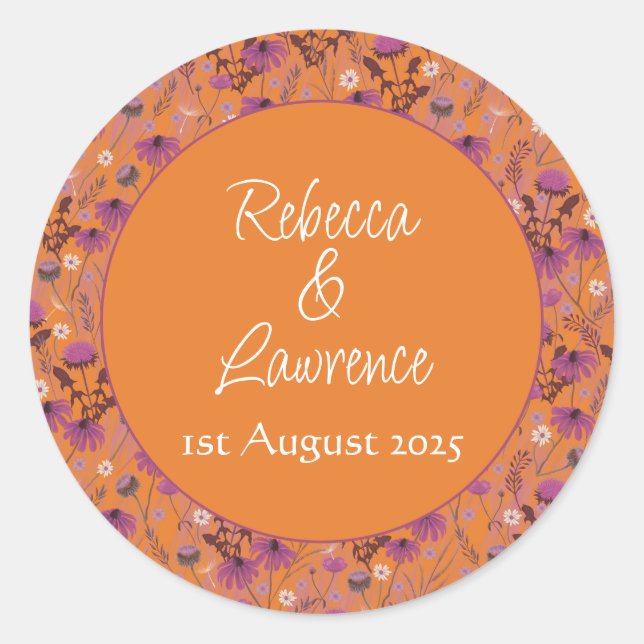 Saffron Sky Wildflowers - Wedding sticker round (Front)