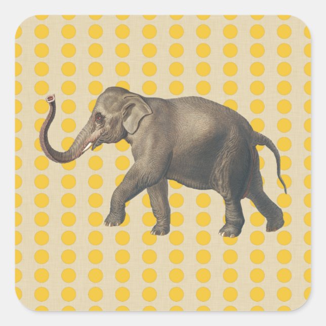 Saffron Spice Moods Dots with Elephant Square Sticker (Front)