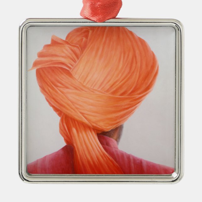 Saffron Turban Metal Tree Decoration (Front)