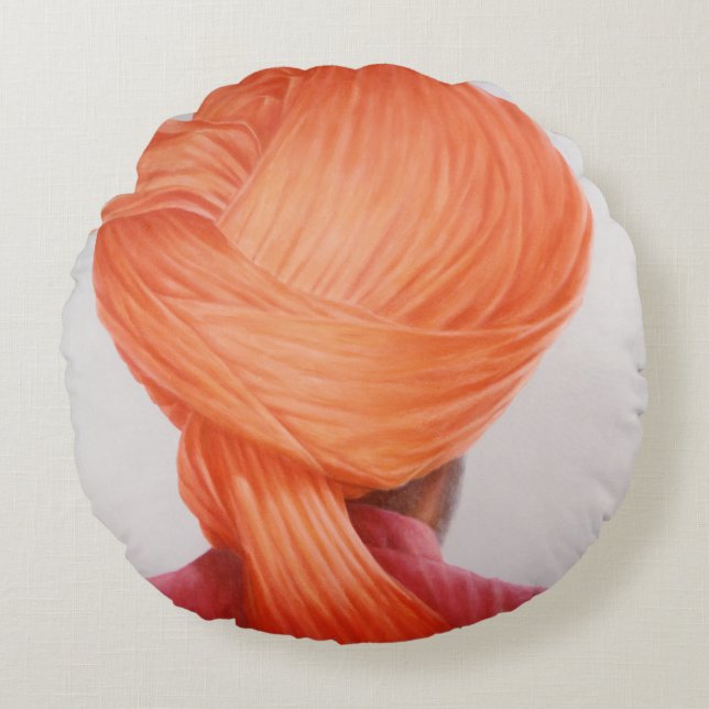 Saffron Turban Round Cushion (Front)