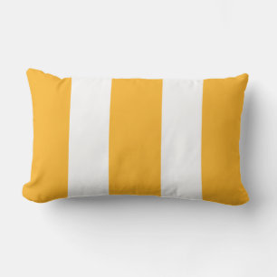 Saffron Yellow and White Cabana Stripes Outdoor Lumbar Cushion
