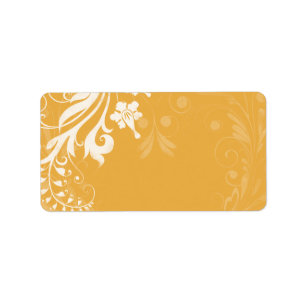 Saffron Yellow Floral Wedding Blank Address Label