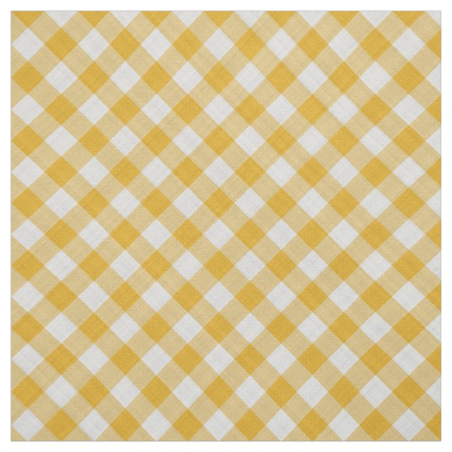 Saffron Yellow Gingham Checkered Plaid Print Fabric (Swatch)