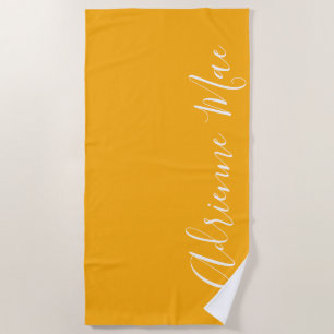 Saffron Yellow Simply Personalised Beach Towel