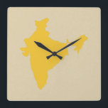 Safron Spice Moods India Square Wall Clock<br><div class="desc">Map outline of India in Emporio Moffa's Spice Moods Color palette.</div>