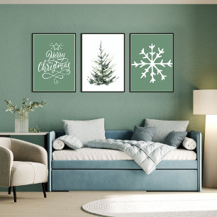 Saga Green Christmas snowflake Poster