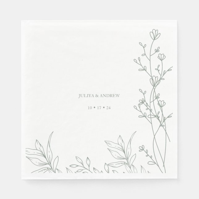 Saga green text trendy wedding  napkin (Front)