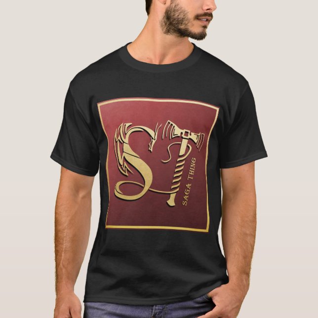 Saga Thing Dragon and Hammer Logo T-Shirt (Front)