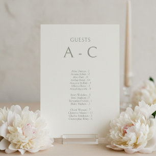 Sage Alphabet Wedding Guest & Table Number Card