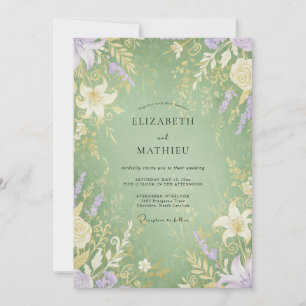 Sage Amethyst Vine Wedding Invitation