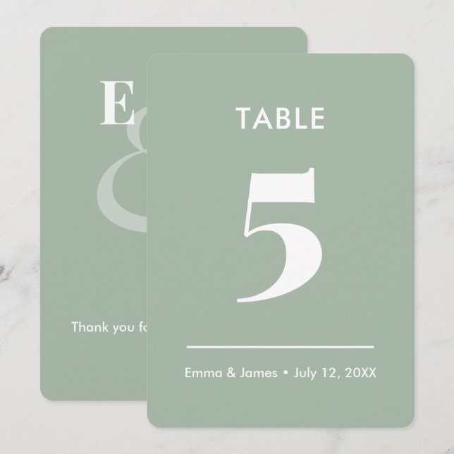 Sage Ampersand Wedding | Table Number (Front/Back)
