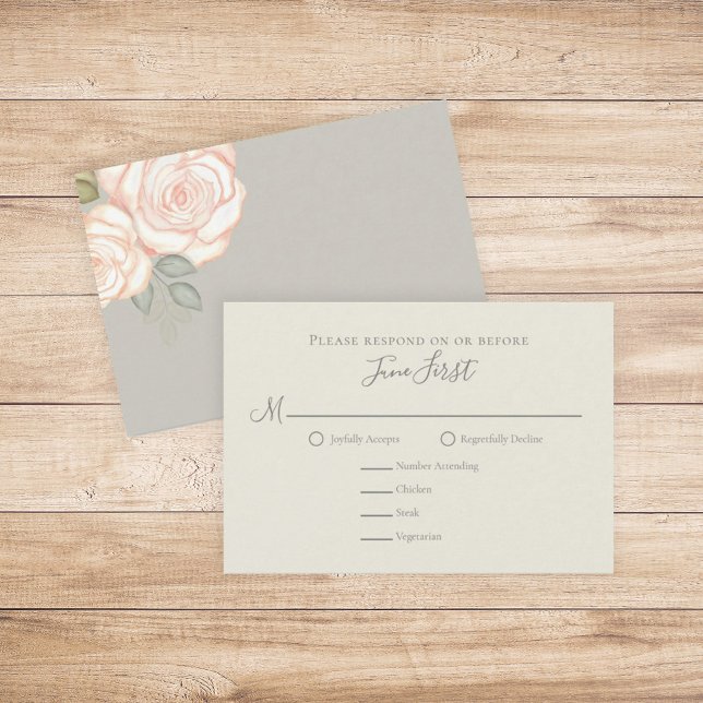 Sage and Blush Foliage Wedding Meal Choice RSVP Card (Creator Uploaded)
