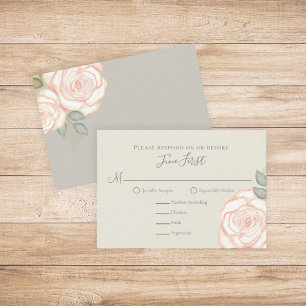 Sage and Blush Foliage Wedding Meal Choice RSVP Card