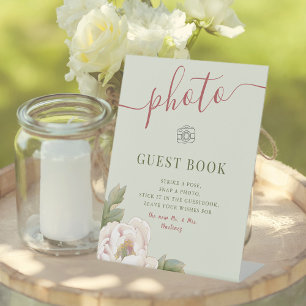 Sage and Blush Wedding Photo Guestbook Sign