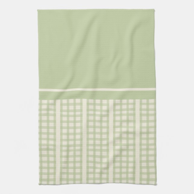 Sage and Cream Tea Towel (Vertical)