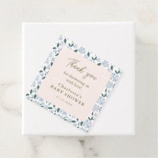 Sage and Dusty Blue Floral Baby Shower Thank You Favour Tags
