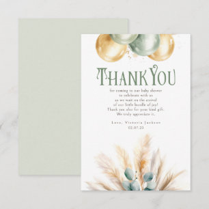 Sage and Gold Baby Shower Small Thank You Card