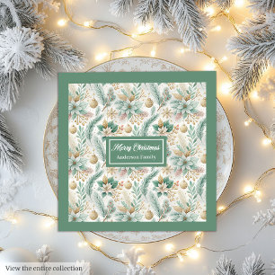 Sage and Gold Napkins Elegant Christmas Floral