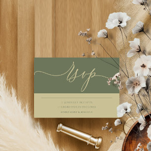 Sage and Gold Simple Minimalist Modern Wedding RSVP Card