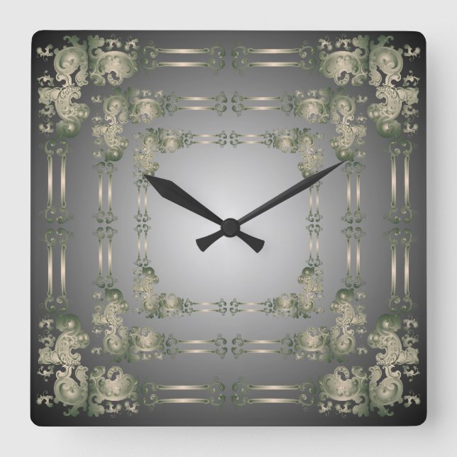 Sage and Grey Decorative Border Wall Clock (Front)