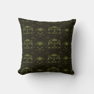 Sage and Hunter Green Cone Flower Pattern Cushion