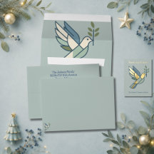 Sage and Ivory Graphic Dove Christmas Card Match
